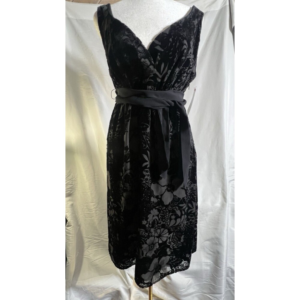 Vintage 90s Lily Black Velvet Burnout Dress M Floral Whimsigoth Witchy Goth